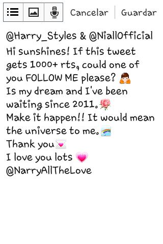 samsantero777's tweet photo. @Harry_Styles @NiallOfficial You taught me not to give up on my dreams, so.. Can you make it happen? I love you 💕 https://t.co/BXVTukR5sw