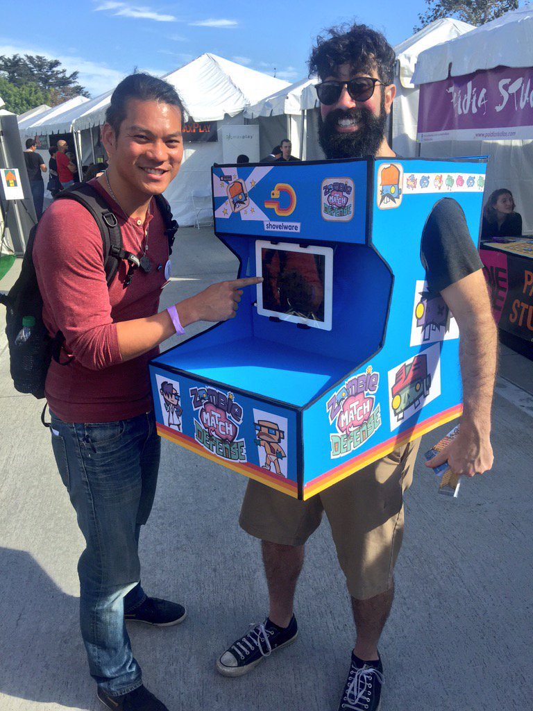 We’re at <a href="/IndieCade/">IndieCade</a>, walking around and letting strangers touch us.