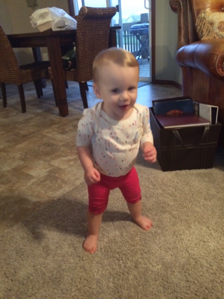 welch119's tweet photo. I got home from #nfda2015 not a moment too soon! Got to see my perfect angel take her first step!! ❤️❤️ #proudDaddy https://t.co/nsNaDcfb4Y