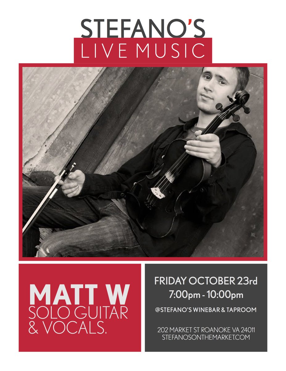 Come see Matt W TONIGHT from 7-10pm in the WineBar &amp; TapRoom #livemusic #live #swva #roanoke