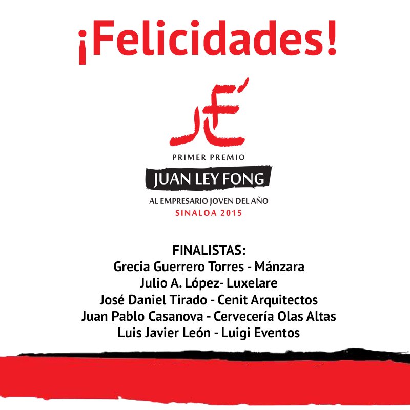 CIJSinaloa's tweet photo. Finalistas al premio Juan Ley Fong Sinaloa, en su edición 2015.
#visionsinlimites #empresario2015 #premiojuanleyfong https://t.co/haDcYJtSZe