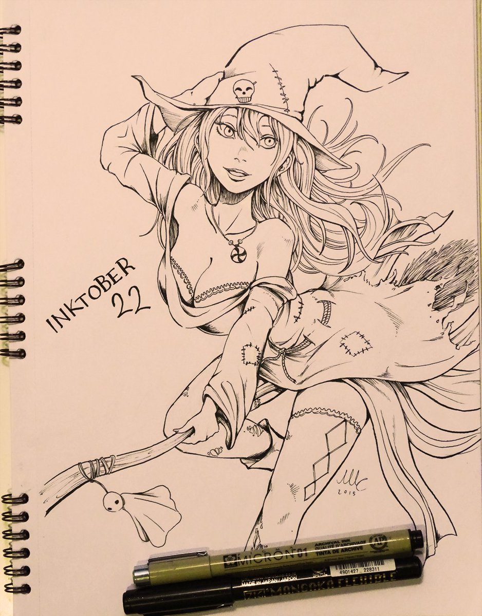 22th INKtober. Just an original witch, not so original #inktober #inktober2015 