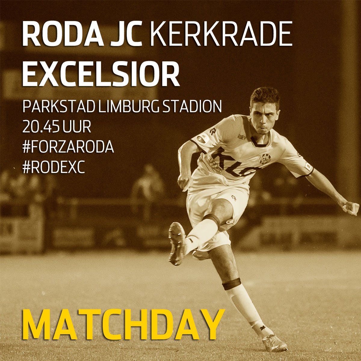 RodaJCKerkrade's tweet photo. matchday • Roda JC Kerkrade - Excelsior • 20.45 uur • Parkstad Limburg stadion #forzaroda #rodexc https://t.co/UL7xIZC2R2