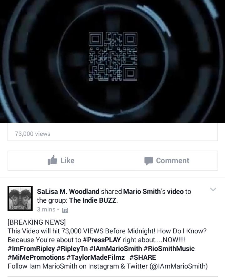 TNWhiskey_InTX's tweet photo. The FB video upload of #ImFromRipley by @IAmMarioSmith hit 73,000 Views Oct.23,2015 11:37PM! #Workin #MiMePromotions https://t.co/wjDkVREsYp