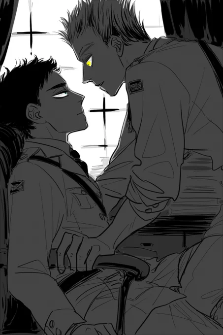 遠野さん(@tnohq)が私の軍パロ本の絵を描いてくださった～～～～～～～('∩ω∩)ウッありがとうございます!ありがとうございます!!;;;掲載許可もあざます;;うれしぬ。 