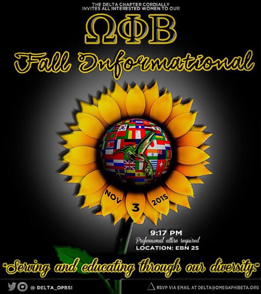 Delta_OPBSI's tweet photo. Second Fall Informational. Please see details below

Date: 11/3/15 
Time: 9:17pm 
Location: Engineering Bld. N- 25 https://t.co/euaAopcSaC