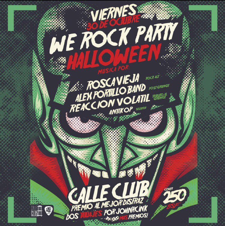 ROSCAVIEJA's tweet photo. Prox vier 30 oct #WeRockParty #Halloween @Alex_portillo @ReaccionVolatil @Antikop en @CalleClub #Maracaibo https://t.co/Gc5rrehb2B