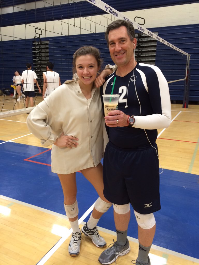nighthawkvb's tweet photo. Plot Twist, Coach Lang dresses up as senior Macy Kurtz for the Senior team. #MK #Basic https://t.co/m1e3Php5xy