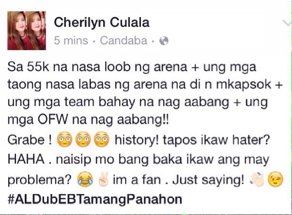 CulalaCherilyn's tweet photo. wooooh! @aldenrichards02 @mainedcm @allanklownz @AngPoetNyo @AKOSiLOLANiDORA #ALDubEBTamangPanahon https://t.co/cACHnk02qA