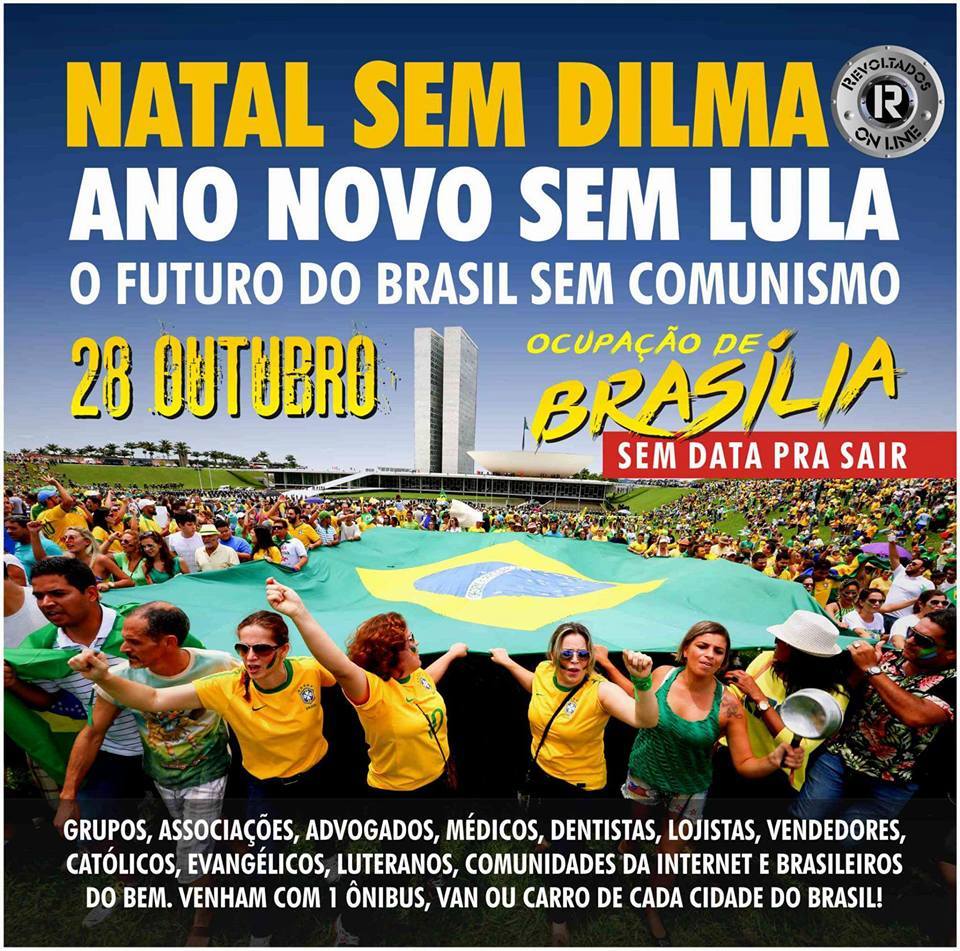 Ca_Moredi's tweet photo. Venha para Brasilia,dia 28 de outubro p exigirmos a saída de Dilma e de todos os q ameaçam nossa liberdade e valores https://t.co/PhthQLiCGV