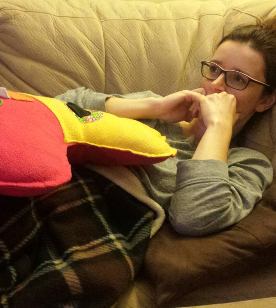 thepinkjay's tweet photo. Hubby snuck this photo of me watching the game #edgeofmyseat #letsgobluejays #ComeTogether https://t.co/1UfmvZvuuN