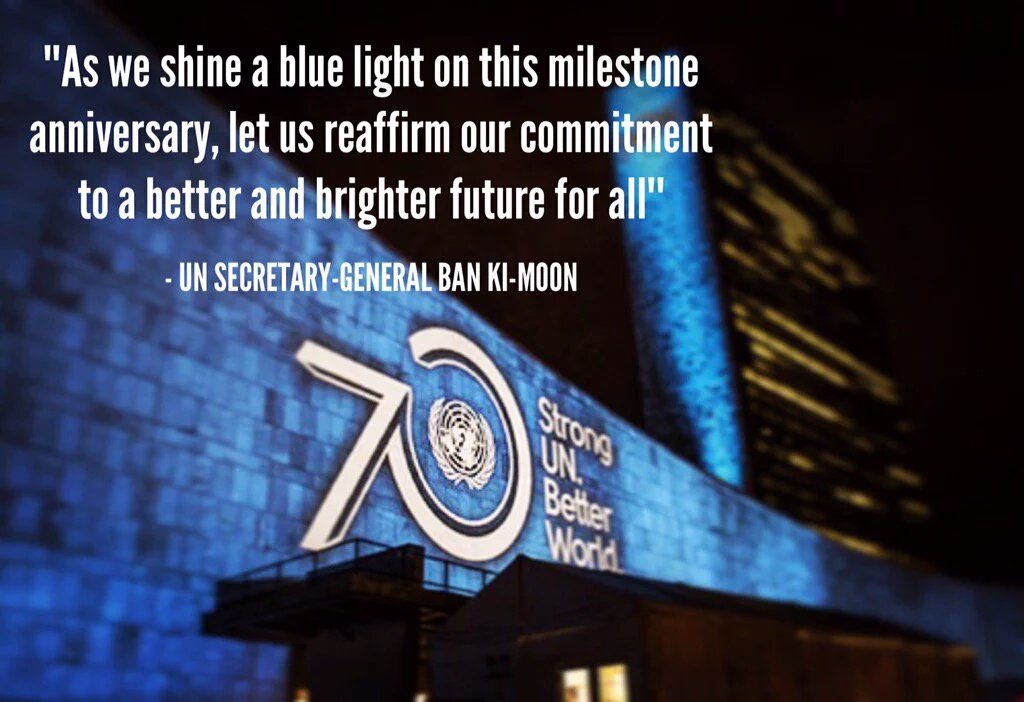 DhanrajNathwani's tweet photo. #Happy #birthday ! @UN is 70 #today .
#United #Nations concentrating on #Action15 ...a fight to win #powerty . https://t.co/FZUoqDppX0