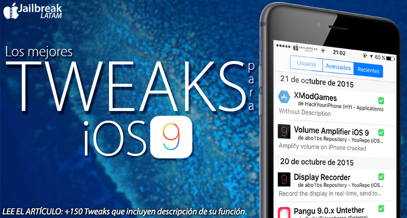 JailbreakLATAM's tweet photo. Tenemos la lista de los mejores #tweaks para #iOS9 #Jailbreak #PanGu -> https://t.co/0KOK4FyNjL https://t.co/aeanhAMKkf