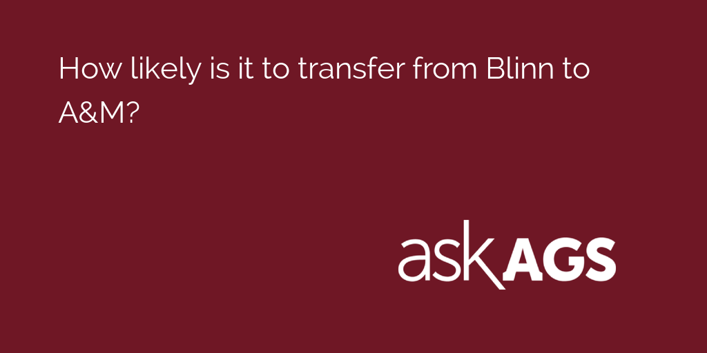 AskAgs's tweet photo. How likely is it to transfer from Blinn to A&amp;M?

See what students say: https://t.co/2KecnepUh1 https://t.co/jIVIvyyAox