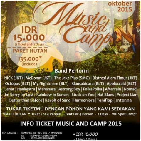 Besok dan hari ini tukarkan tiketmu dengan pohon yang sudah disediakan #MusicAndCamp2015