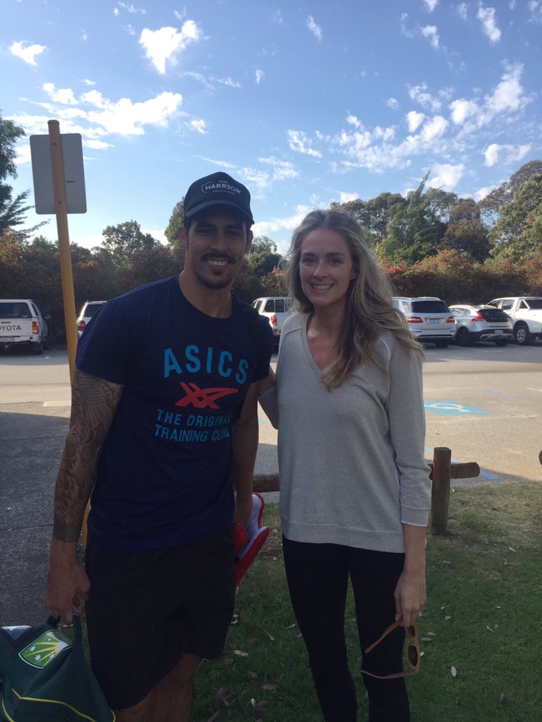 Fan girled out today...even though he beat our <a href="/hawks_mt/">Mike</a> ! Thanks @MitchJohnson398 😎