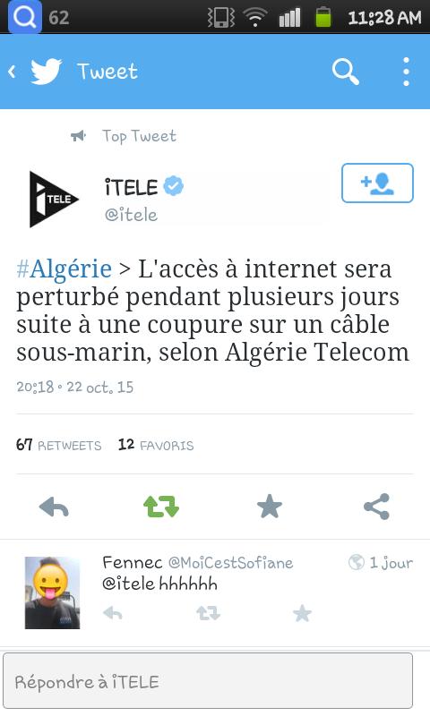 HichamChawling's tweet photo. @Capetlevrai fuck my life bro 22j sans internet pour tout le pays #HelpBro https://t.co/iS8Volki3J