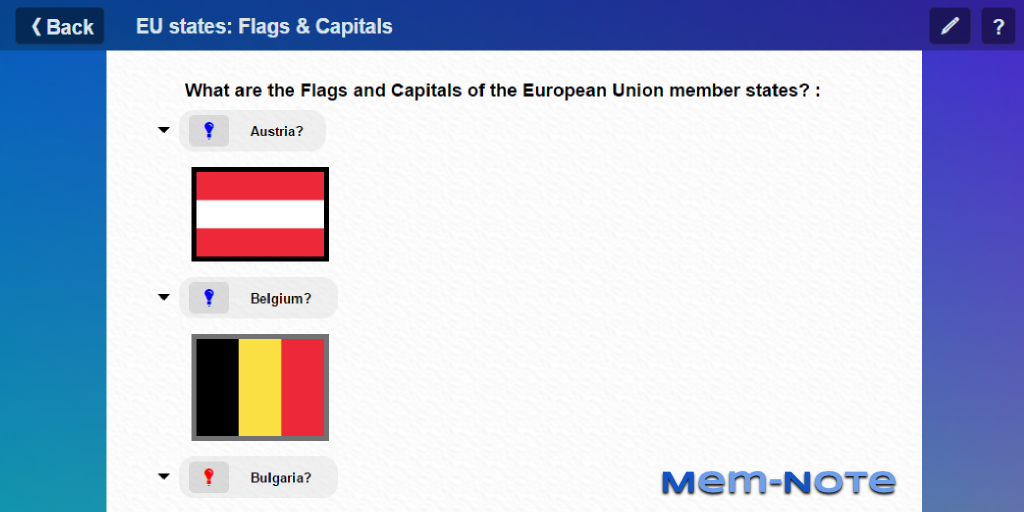 MemnoteApp's tweet image. Do you know all the flags of EU countries? Learn them with Mem-note: mem-note.com/#!european-uni…