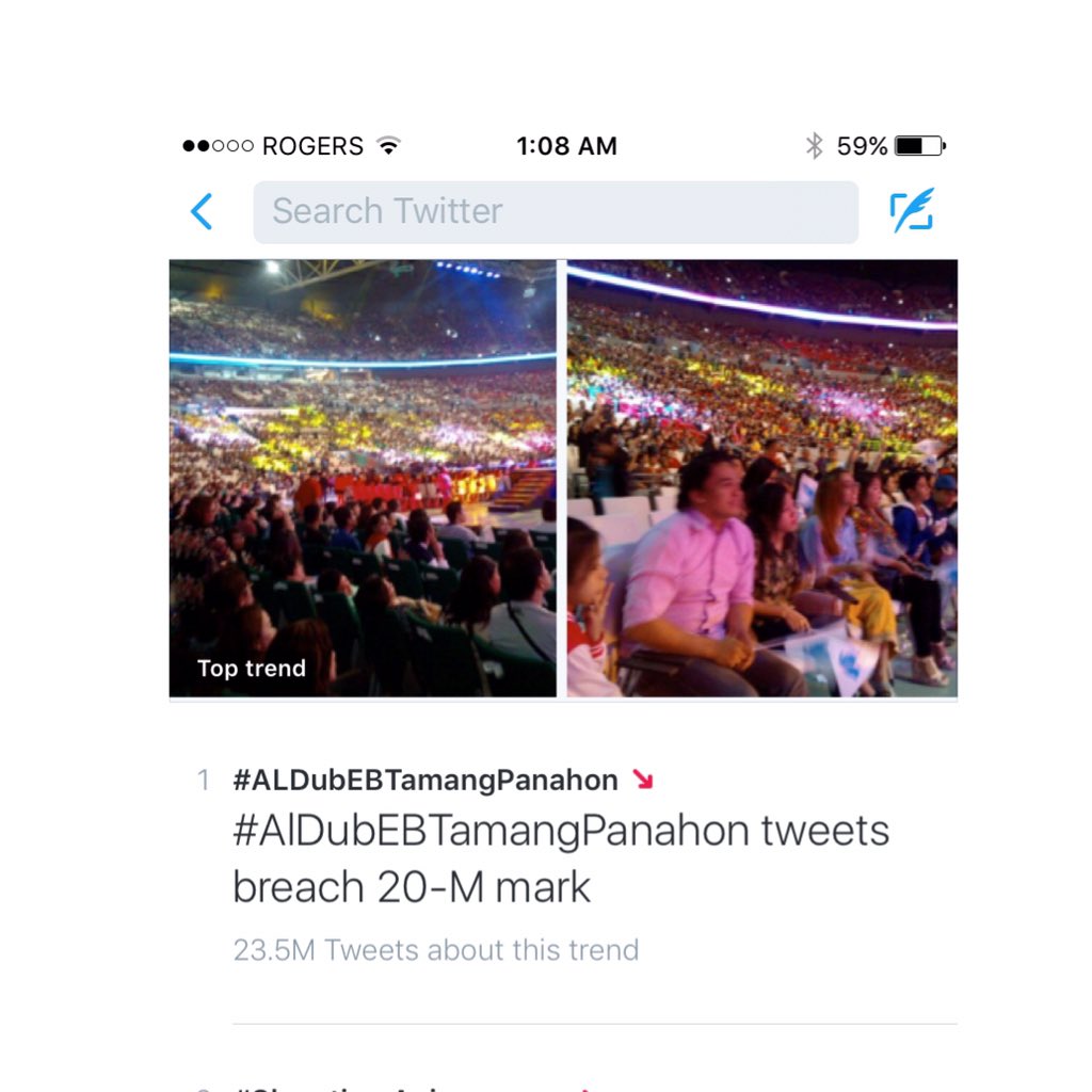 stjos915's tweet photo. @allanklownz Top Trend in Canada as of 1:08 AM October 24, 2015 
#ALDdubEBTamangPanahon https://t.co/HNewaY2L2N