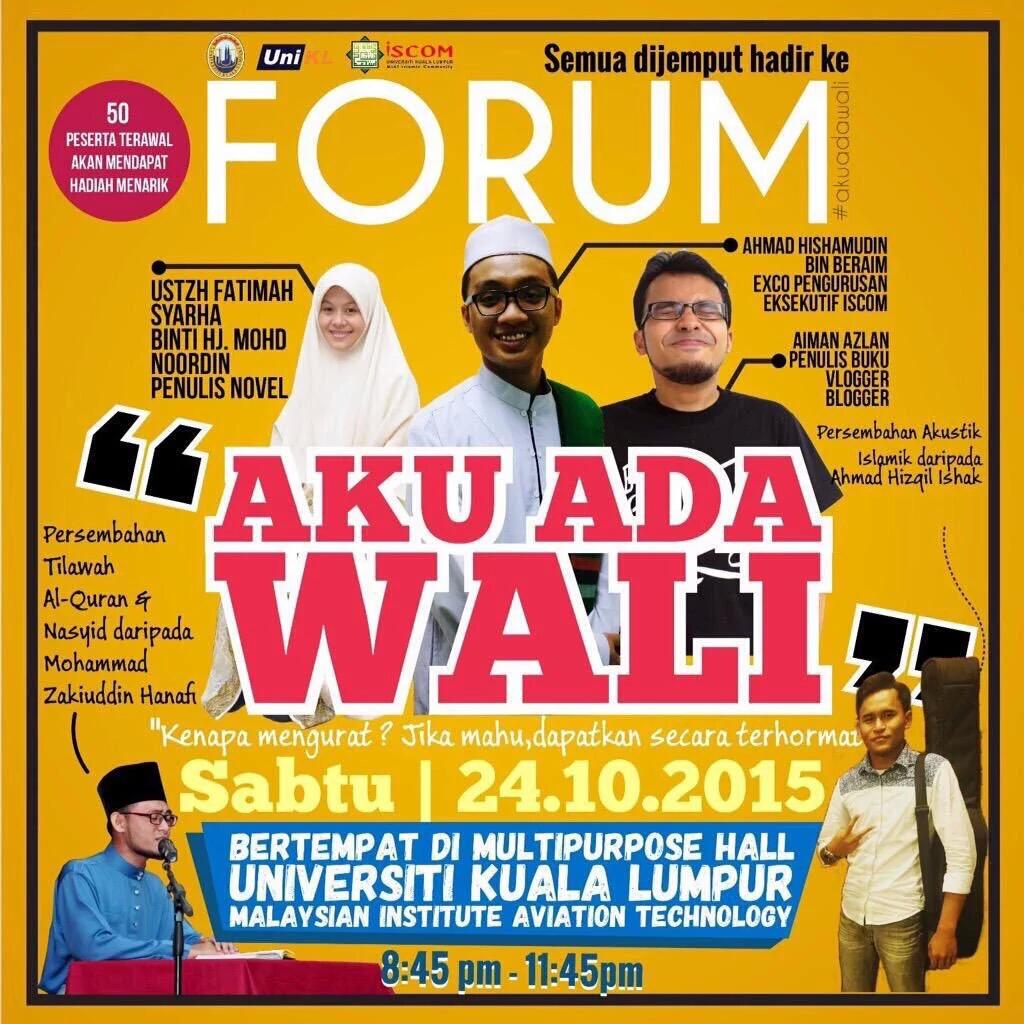 Twt_UniKLMIAT's tweet photo. Malam ini.
Sebarkan.
" AKU ADA WALI".
#BBST #Jenderam #Nilai #KLIA #Putrajaya #Dengkil #Bangi semua dijemput hadir. https://t.co/iEa3gXPrHc