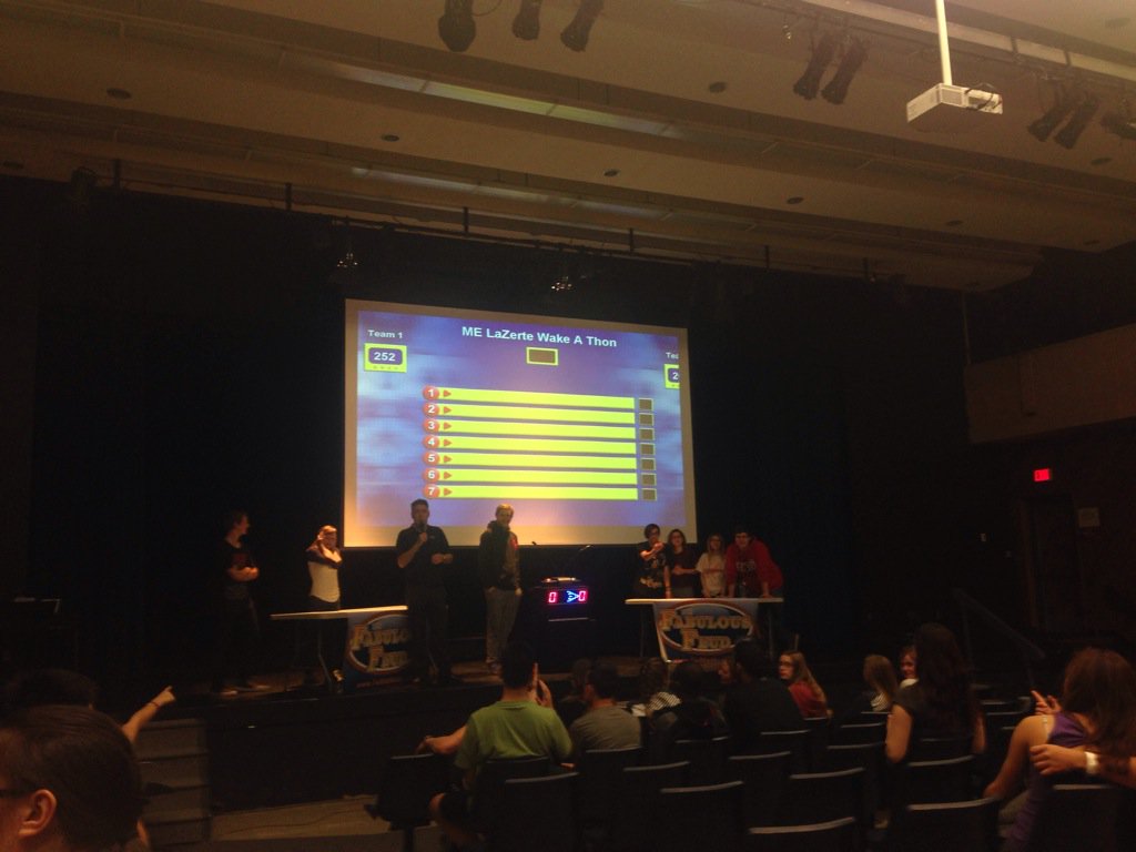 ShelleyKofluk's tweet photo. #wakeathon2015 @melazerte has fun at 2am playing Family Feud. Total $ raised for @glenrosefdn announced at 7am https://t.co/3LXMVypmuZ