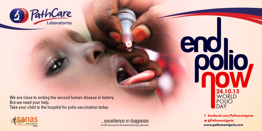 PathCareNigeria's tweet photo. Today is #WorldPolioDay
Vaccination is the best way to protect your family from polio.
#EndPolioNow https://t.co/j8zsd5Ft14