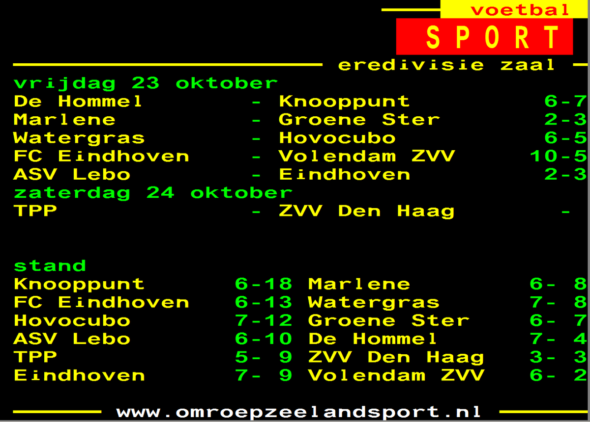 omroepzldsport's tweet photo. Zo ziet de nieuwe stand er uit in de eredivisie van het zaalvoetbal na de 2-3 zege van Groene Ster op FC Marlene. https://t.co/IdDm4JCoed