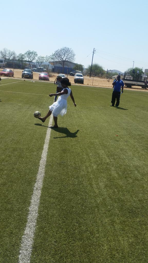 UNESCOWindhoek's tweet photo. @Kikigbeho @UNNamibia RC shooting a penalty #Matchagainstpoverty #UN70 celebrations https://t.co/v63oL1EMPz