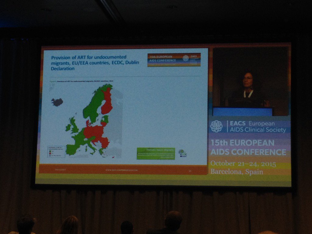 HuntingtonSusie's tweet photo. #EACS2015 Undocumented migrants do not receive cART in the European countries in red - disgraceful and illegal?? https://t.co/ORiytmsDYh