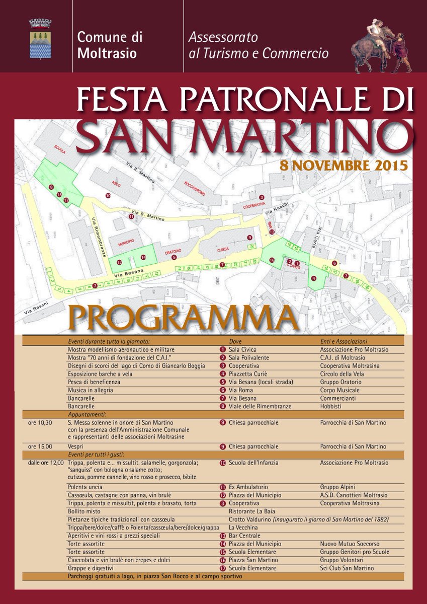 FESTA PATRONALE DI SAN MARTINO, VI ASPETTIAMO DOMENICA 8/11 A FESTEGGIARE CON NOI! #ComuneMoltrasio #EventiMoltrasio