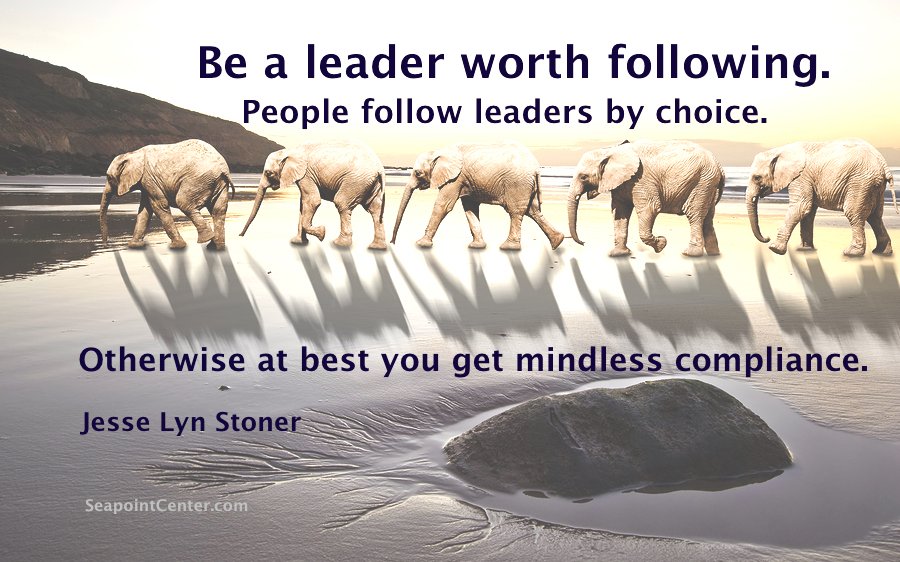 rotichj's tweet image. People follow leaders by choice. 
~ @JesseLynStoner #leadership