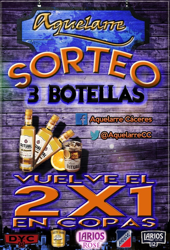 AquelarreCC's tweet photo. Retuitea y gana una de nuestras 3 botellas de @RonRitual!!!! https://t.co/3DRszMs8KQ