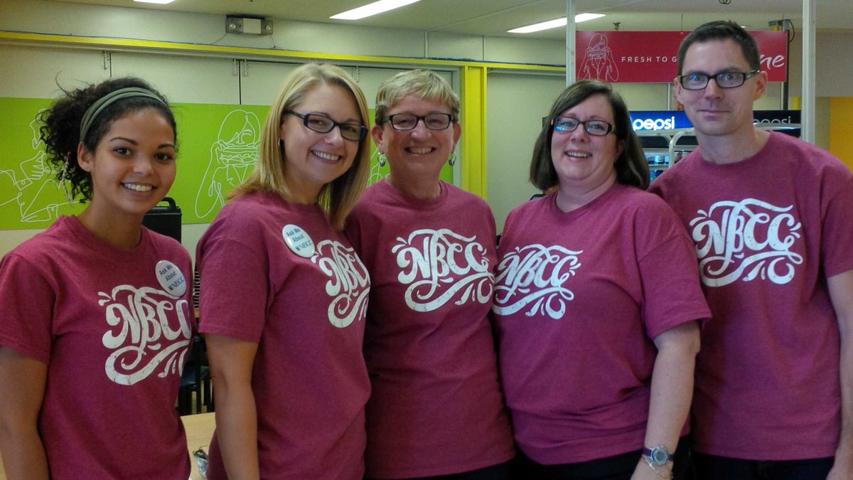 twoyle's tweet photo. Didn't you get the memo? Red shirts rule at @mynbcc open house! https://t.co/OKa3VBn0TK