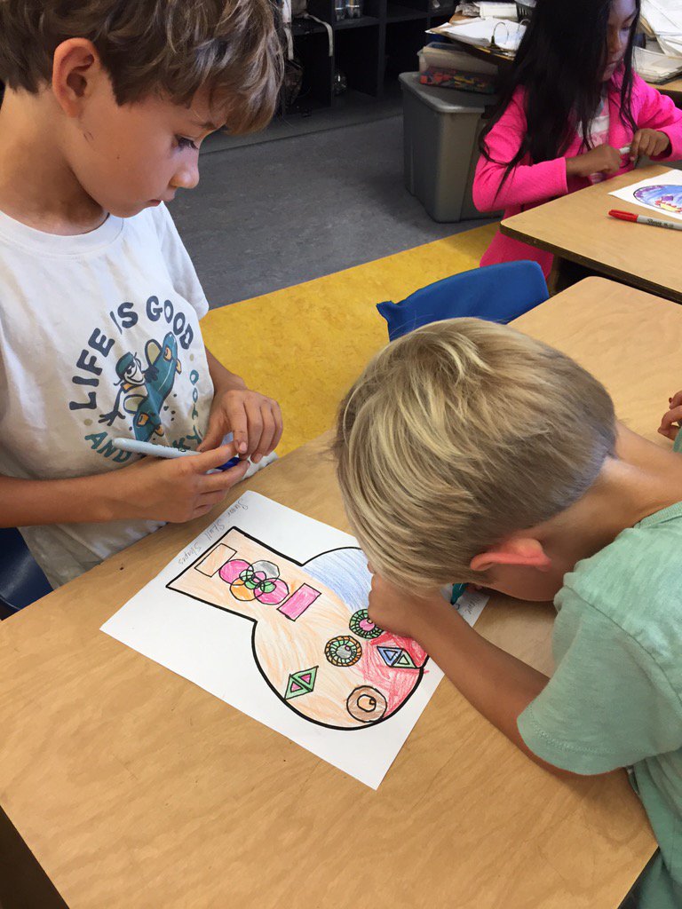 StvnFlngn's tweet photo. My @SunnysideK5 students LOVE time w/ @C_Janoff's class! Buddies working together to design &amp; color calaveras! https://t.co/74YLRnzvQG