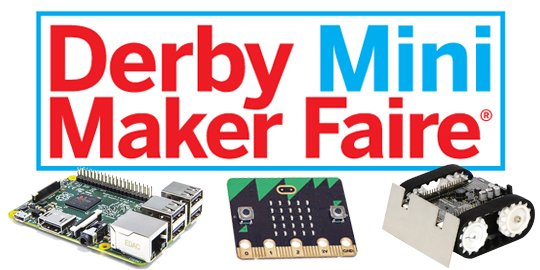 msdevUK's tweet photo. Are you at @MakerFaireDERBY? Say hi to our Msft team @Paulfo and @AmyKateNicho - they’ve brought robots! #dmmf15 https://t.co/DrGM3I4usQ