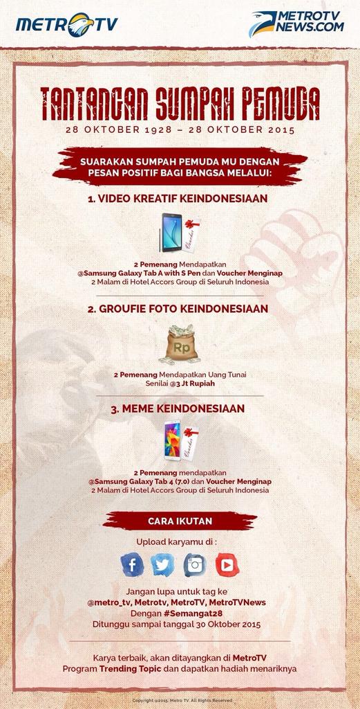 RobertHarianto's tweet photo. Sebarkan semangat Positif &amp; dapetin Hadiah dgn GROUFIE, MEME &amp; VIDEO KREATIF dengan Hashtag #semangat28! @Metro_TV https://t.co/vL8eqNe3ep