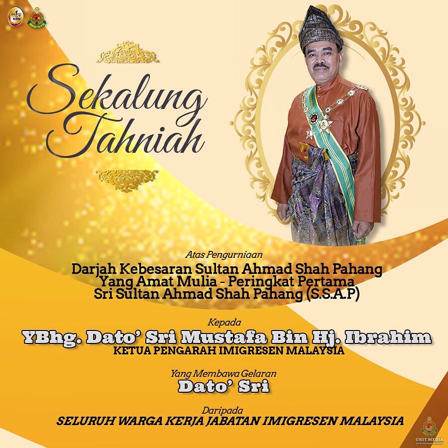 JIMSelangor's tweet photo. Warga JIM Selangor mengucapkan sekalung tahniah kpd Dato' Sri @KP_JIM di atas pengurniaan Darjah Kebesaran S.S.A.P. https://t.co/7yE6dnxBSt