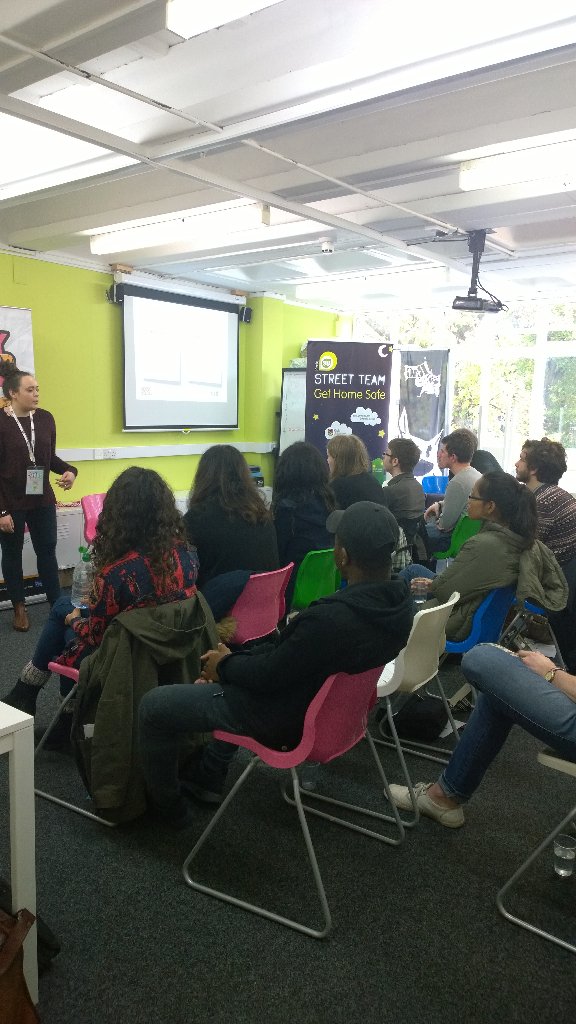 keele_st's tweet photo. Street Team Training on @nusuk 'Easy Tiger' campaign - "you're foot soldiers of consent" #EasyTiger @KeeleActivities https://t.co/MDpm7pIN3g