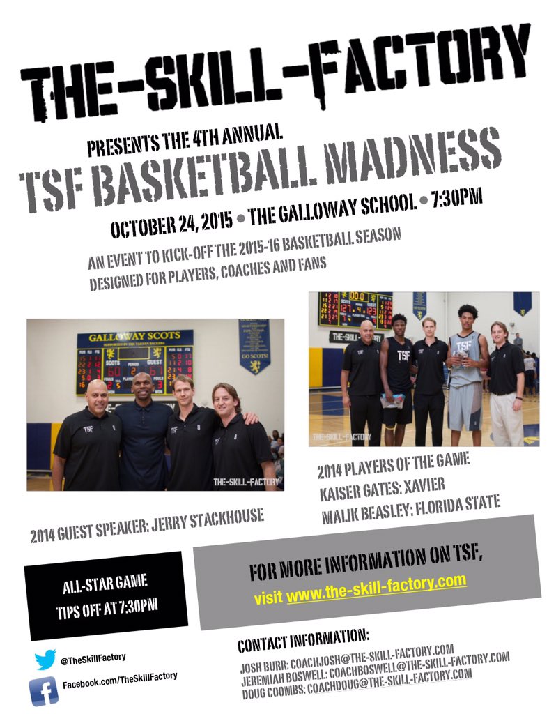 TheSkillFactory's tweet photo. Don't miss tonight's TSF Madness All-Star Game! 7:30pm at the @gallowayschool! @SUVtv @JBosNBAskills https://t.co/mXpqh26H8J