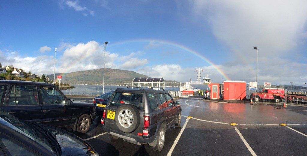 ParaSandy's tweet photo. @Western_Ferries rainbows over Dunoon https://t.co/bG50PbQWcb