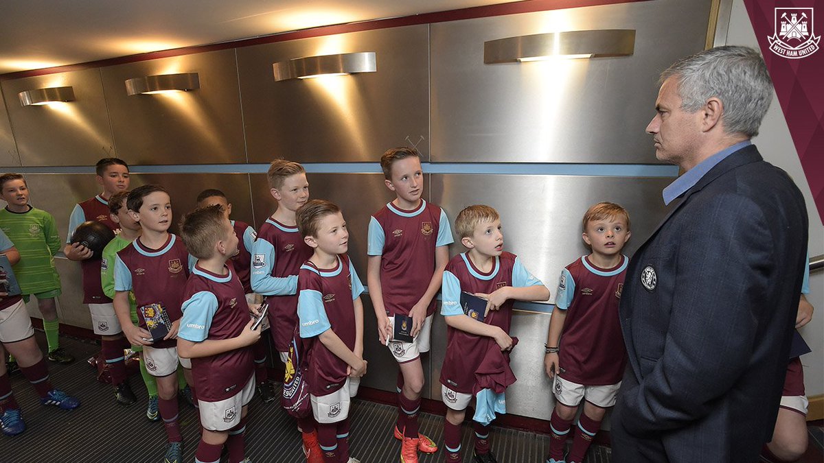 WestHam's tweet photo. PIC: Today's Hammers mascots appear to have put a worried look on Jose Mourinho's face! #WHUCHE #BeatTheBlues https://t.co/GC21fStw5l