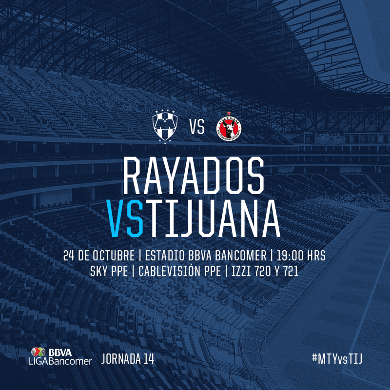 Rayados's tweet photo. Hoy todos los #Rayados unidos en la Jornada 14. ¡Vamos con todo #EnLaVidayEnLaCancha en el #MTYvsTIJ! https://t.co/dc5iDxWm7L
