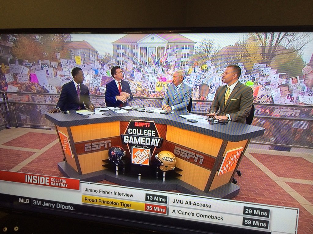 TGrunduski's tweet photo. Watching #CollegeGameDay live from #JMU RIGHT NOW! Proud of our #JMUSpirit ! @JMUSports @JMUFootball @JMUDukettes https://t.co/gF6MSrCXbm