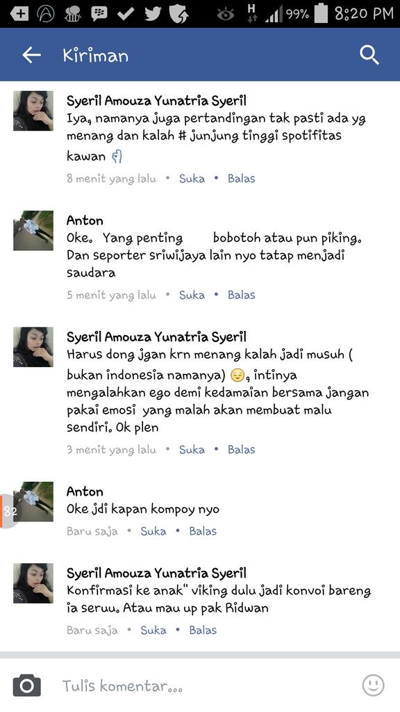 Syeril06's tweet photo. Ini komentar dari funs sriwijaya yang sangat supportif salutt # requestnya convoi bareng https://t.co/BerE9UxLrk