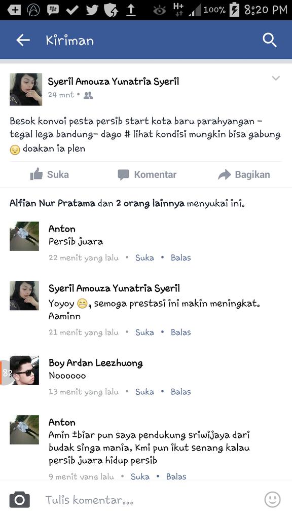Syeril06's tweet photo. Ini komentar dari funs sriwijaya yang sangat supportif salutt # requestnya convoi bareng https://t.co/BerE9UxLrk