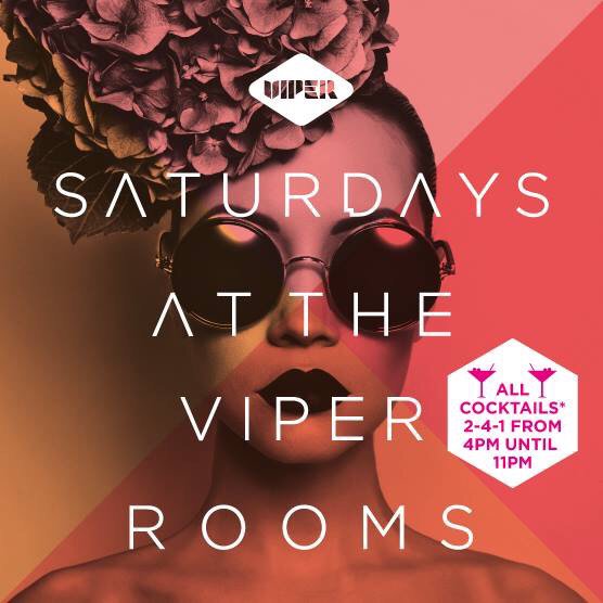 Viper_Rooms's tweet photo. Saturday is here!!

2-4-1 cocktails from 4pm - 11pm tonight! 

FREE before 12 on g-list - https://t.co/tMaiSNY0Mn https://t.co/hgDjORLV00