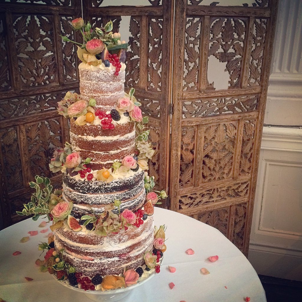 Today's autumn inspired #nakedweddingcake in tiers of Victoria sponge, Chocolate, Spiced Carrot and lemon curd X