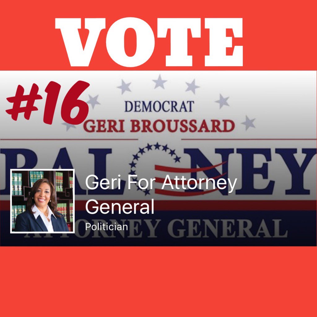 penyaspush's tweet photo. Today LA make history Vote #16 for Attorney General, Geraldine "Geri" Broussard Baloney @GeriforAG @ahagazelle https://t.co/dqd8bPVPUL