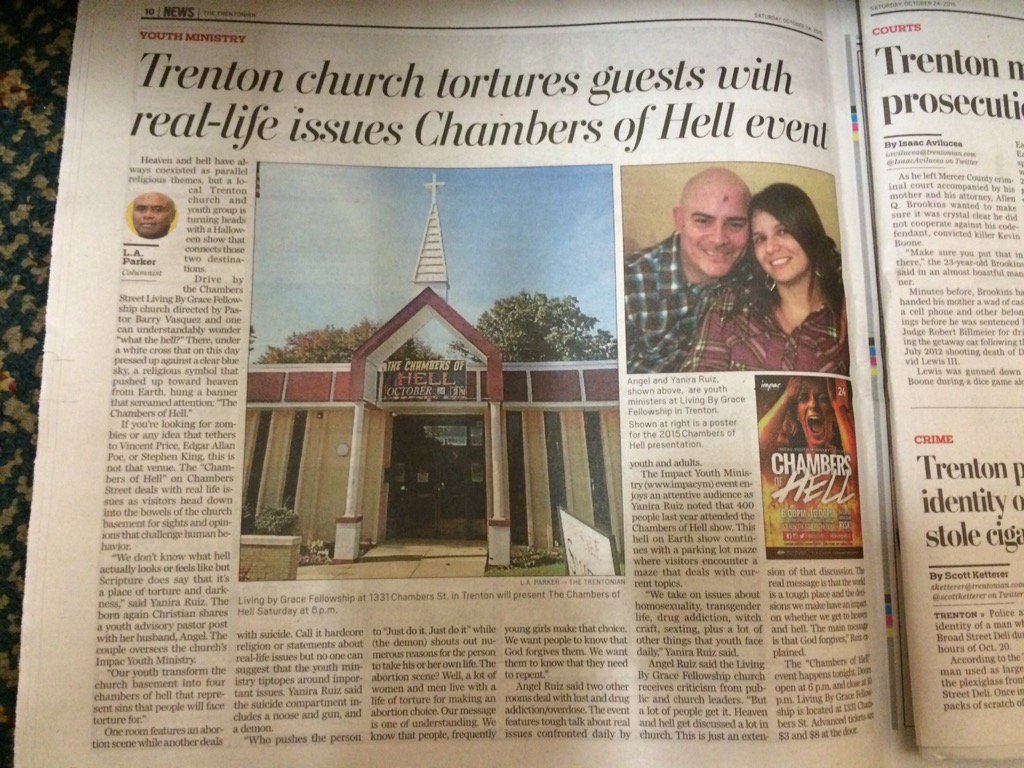 lbgf_inc's tweet photo. Go get a @Trentonian with our Youth Pastors @angelyanira and Chambers of Hell being featured! #impacym #chambers15 https://t.co/sFIwTR7d9p
