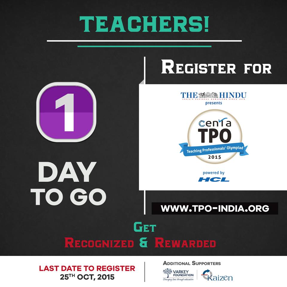RamyaVRaman's tweet photo. #Teachers -thank you for the amazing response -registrtn close tom Oct 25 Sun for #TPO2015 - https://t.co/aApbBUpNxi https://t.co/wkAVIDy6T0